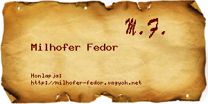 Milhofer Fedor névjegykártya
